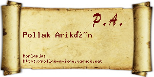 Pollak Arikán névjegykártya